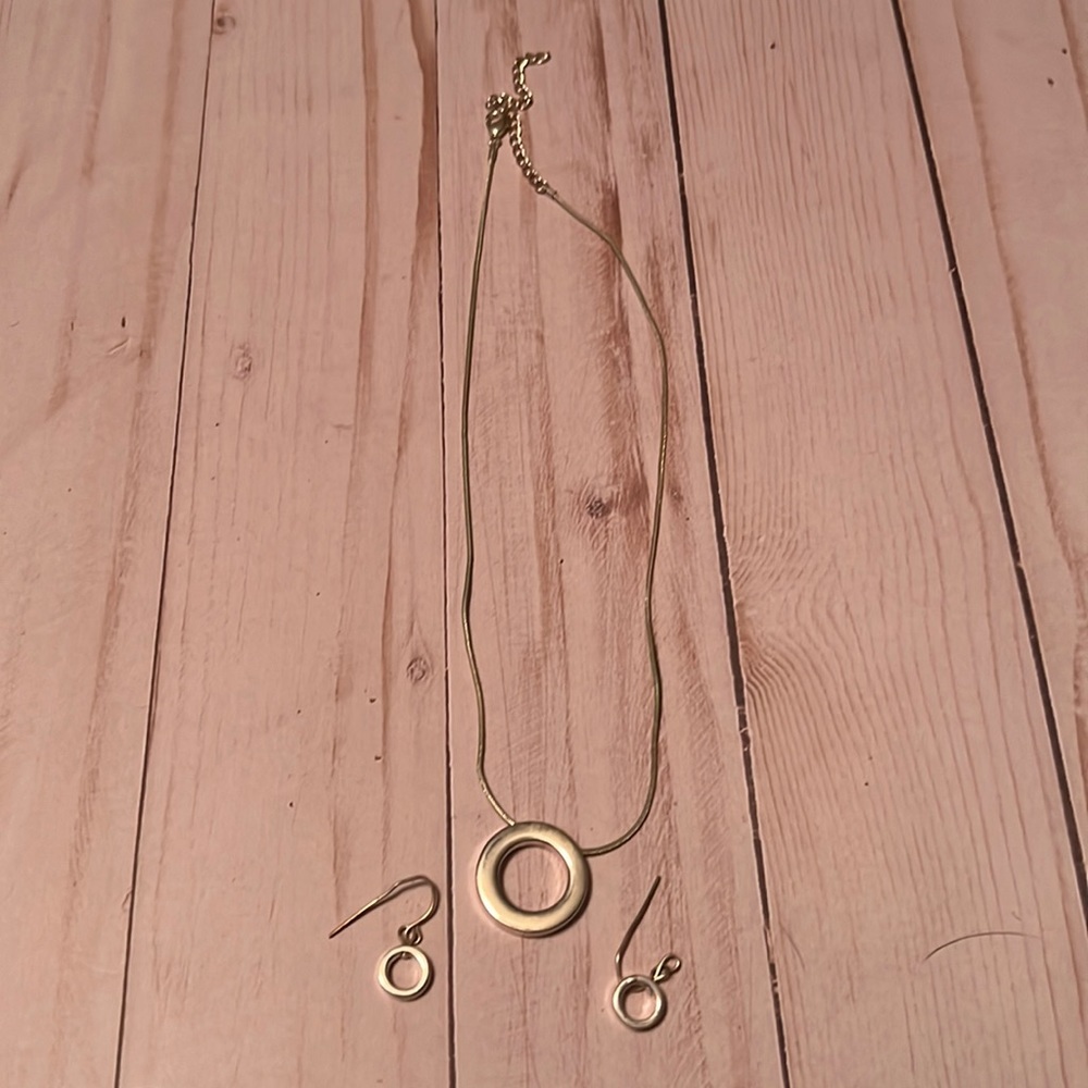 Pretty Silver Circle Necklace and Earrings Set- NWOT